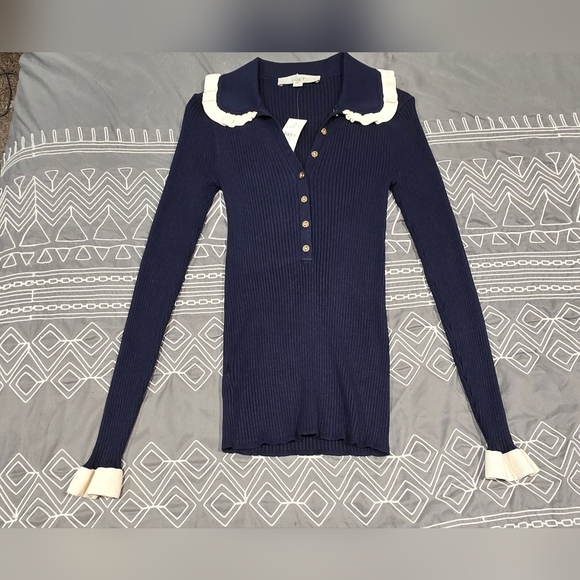 LOFT Tops - Loft Ribbed Longsleeve Blouse Size XS
